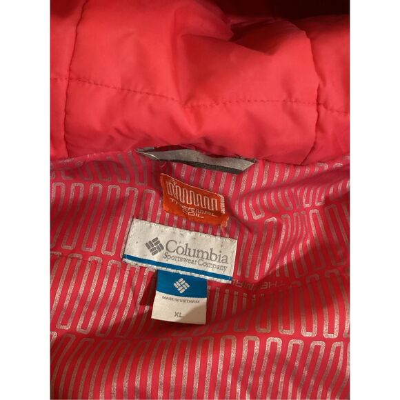 Columbia Thermal Coil Full Zip Jacket Coat Sz XL Hooded Black Pink - Picture 5 of 9